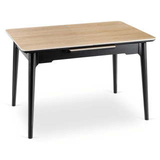 Keramický stôl SAMER – 138–178 cm, dub, čierna podnož