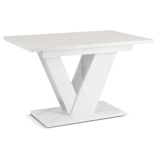 Rozkladací stôl CLARK – 120–160 cm, biely mramor