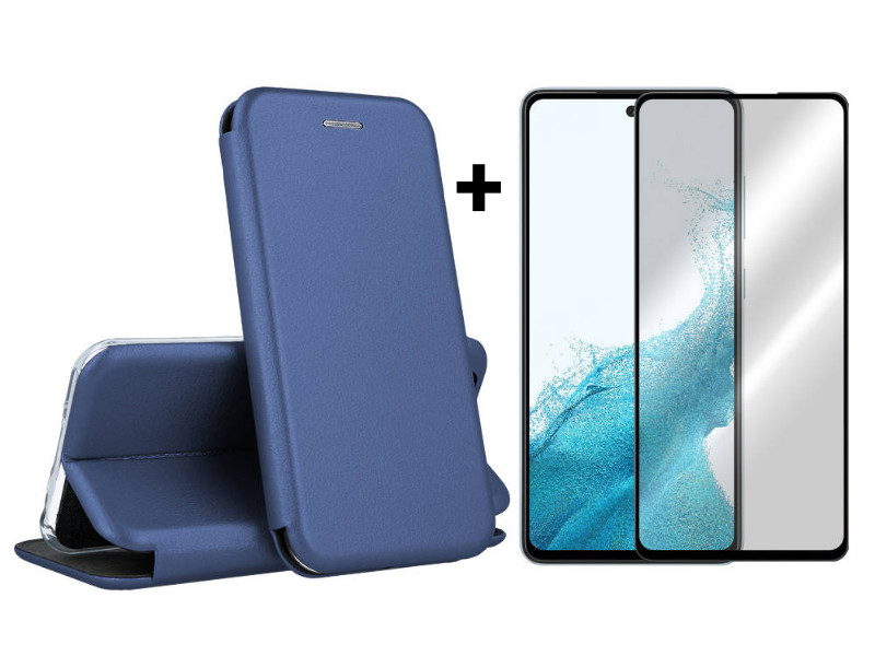 9D SKLO + PUZDRO 2v1 pre Samsung Galaxy A54 5G - Knižkové DIVA modré