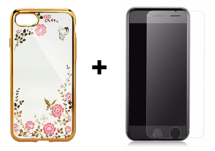 SKLO + PÚZDRO 2v1 pre iPhone 7, 8, SE 2 Diamond zlaté