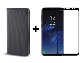 9D SKLO + PÚZDRO 2v1 pre Samsung Galaxy S8 Plus Knižkové magnet čierne
