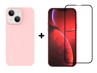 9D SKLO + PÚZDRO 2v1 pre Apple iPhone 13 - silikónové ružové