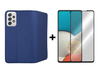 9D SKLO + PÚZDRO 2v1 pre Samsung Galaxy A53 5G - Knižkové Smart Magnet modré