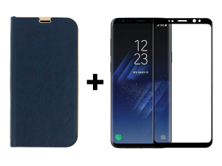 9D SKLO + PÚZDRO 2v1 pre Samsung Galaxy S9 - Knižkové modré