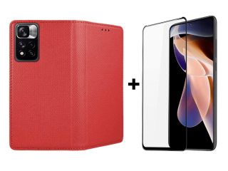 SKLO + PÚZDRO 2v1 pre Xiaomi Redmi Note 11 Pro / Note 11 Pro 5G - Magnet červené