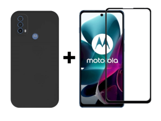 9D SKLO + PUZDRO 2v1 pre Motorola Moto E20 / E30 / E40 - silikónový čierny
