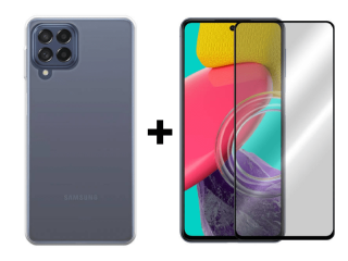 9D SKLO + PÚZDRO 2v1 pre Samsung Galaxy M53 5G - silikónové priesvitné
