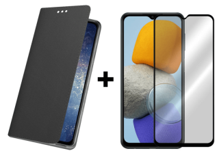 9D SKLO + PUZDRO 2v1 pre Samsung Galaxy M23 5G - Knižkové Smart Magnet čierne