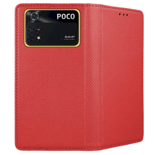 Knižkové puzdro na Xiaomi Poco M4 Pro - Smart Magnet červené