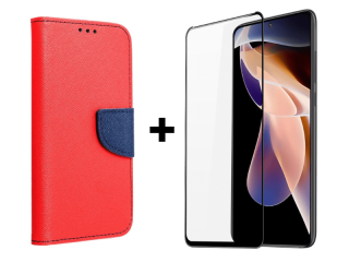 SKLO + PUZDRO 2v1 pre Xiaomi Redmi Note 11 Pro / Pro 5G - Fancy červené