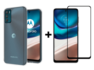 9D SKLO + PUZDRO 2v1 pre Motorola Moto G42 - Silikónové priesvitné