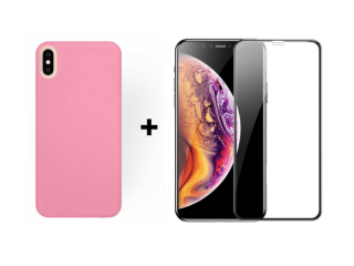 9D SKLO + PÚZDRO 2v1 pre Apple iPhone X, XS Pink