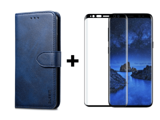 9D SKLO + PÚZDRO 2v1 pre Samsung Galaxy S9 - Knižkové Solid modré