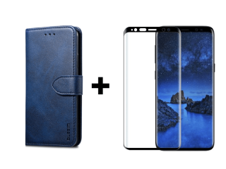 9D SKLO + PUZDRO 2v1 pre Samsung Galaxy S8 - Knižkové solid modré