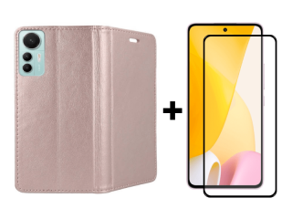 SKLO + PUZDRO 2v1 pre Xiaomi 12 Lite - Knižkové Magnet ružové