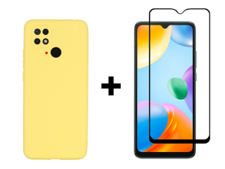 SKLO + PÚZDRO 2v1 pre Xiaomi Redmi 10C - silikónové žlté