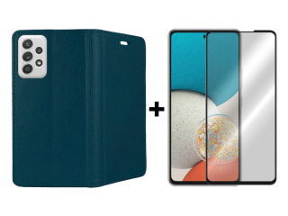 9D SKLO + PÚZDRO 2v1 pre Samsung Galaxy A53 5G - Knižkové Smart Magnet zelené