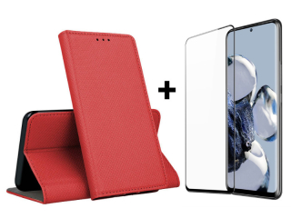 SKLO + PUZDRO 2v1 pre Xiaomi 12T / 12T PRO - Knižkové Smart Magnet červené