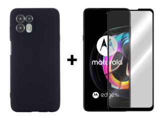 9D SKLO + PUZDRO 2v1 pre Motorola Moto Edge 20 Lite - silikónové čierne