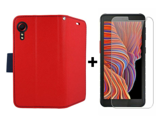 9D SKLO + PÚZDRO 2v1 pre Samsung Galaxy Xcover 5 - Knižkové Fancy červené