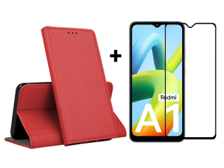 SKLO + PUZDRO 2v1 pre Xiaomi Redmi A1 / Redmi A2 - Knižkové MAGNET červené