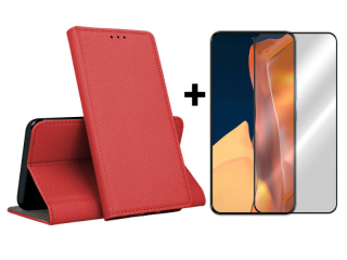 SKLO + PUZDRO 2v1 pre Samsung Galaxy S23 5G - Knižkové MAGNET červené