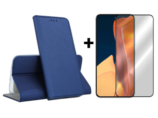 SKLO + PUZDRO 2v1 pre Samsung Galaxy S23 5G - Knižkové MAGNET modré