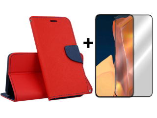 SKLO + PUZDRO 2v1 pre Samsung Galaxy S23 5G - Knižkové FANCY červené