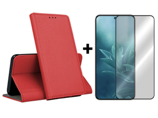 SKLO + PUZDRO 2v1 pre Samsung Galaxy S23 Plus 5G - Knižkové MAGNET červené