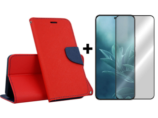 SKLO + PUZDRO 2v1 pre Samsung Galaxy S23 Plus 5G - Knižkové FANCY červené