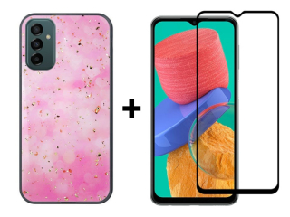 9D SKLO + PUZDRO 2v1 pre Samsung Galaxy M13 - Silikónové Glam Pink
