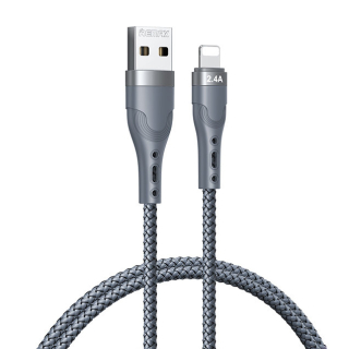 Remax USB kábel - Lightning pre nabíjanie a prenos dát 2,4A 1m strieborný (RC-C0