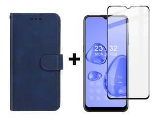 9D SKLO + PUZDRO 2v1 pre Nokia G21 / G11 - Knižkové SOLID modré