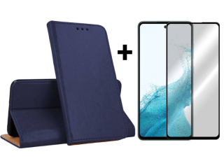 9D SKLO + PUZDRO 2v1 pre Samsung Galaxy A54 5G - Knižkové MAGENTO modré