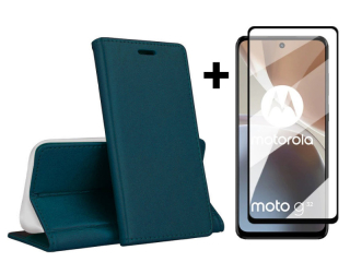 9D SKLO + PUZDRO 2v1 pre Motorola Moto G32 - Knižkové MAGNETIC zelené