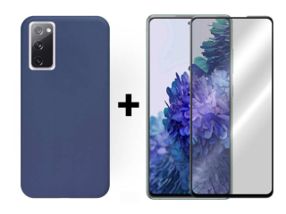 9D SKLO + PUZDRO 2v1 pre Samsung Galaxy S20 FE - Silikónové modré