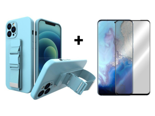 SKLO + PUZDRO 2v1 pre Samsung Galaxy S20 - ROPE CASE modrý