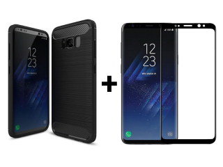 9D SKLO + PÚZDRO 2v1 pre Samsung Galaxy S8 - CARBON čierne