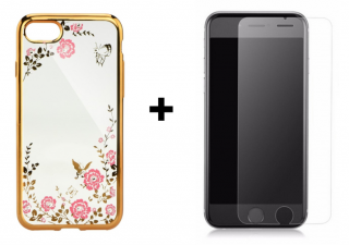 SKLO + PÚZDRO 2v1 pre iPhone 7, 8, SE 2 Diamond zlaté