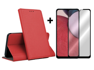 SKLO + PUZDRO 2v1 pre Samsung Galaxy A14 / A14 5G - Knižkové MAGNET červené