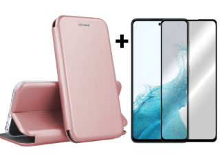 9D SKLO + PUZDRO 2v1 pre Samsung Galaxy A54 5G - Knižkové DIVA ružové