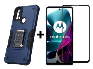 9D SKLO + PUZDRO 2v1 pre Motorola Moto E20 / E30 / E40 - Armor BULKY modré