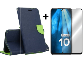9D SKLO + PUZDRO 2v1 pre Xiaomi Redmi 10 / Redmi 10 2022 - Smart Fancy modré