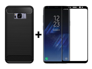 9D SKLO + PÚZDRO 2v1 pre Samsung Galaxy S8 plus - CARBON čierne