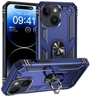 Zadný ochranný kryt pre iPhone 15 - Tvrdený RING ARMOR modrý