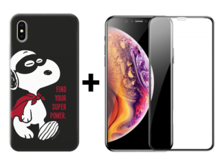 9D SKLO + PUZDRO 2v1 pre Apple iPhone X , XS - Snoopy