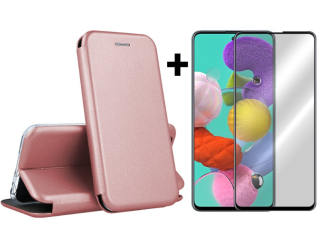 9D SKLO + PUZDRO 2v1 pre Samsung Galaxy A51 - Knižkové DIVA ružové
