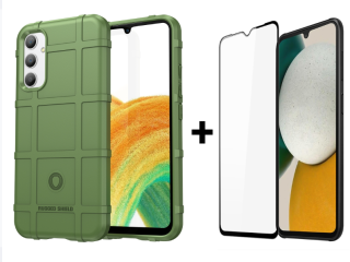 SKLO + PUZDRO 2v1 pre Samsung Galaxy A34 5G - Tvrdené COVERAGE zelené