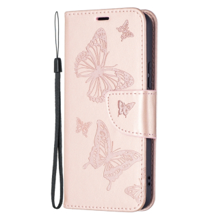 Knižkové puzdro pre Samsung Galaxy S22 - BUTTERFLIES ružové