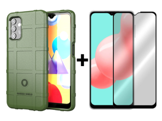 SKLO + PUZDRO 2v1 pre Samsung Galaxy A32 5G - Tvrdené COVERAGE zelené